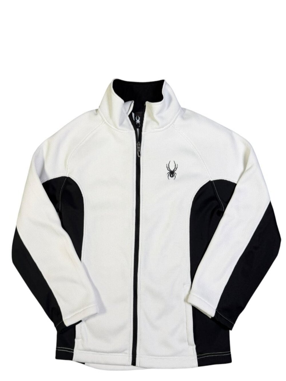 Spyder Full Zip Performance Jacket White Black Textured Ski Jacket Size S